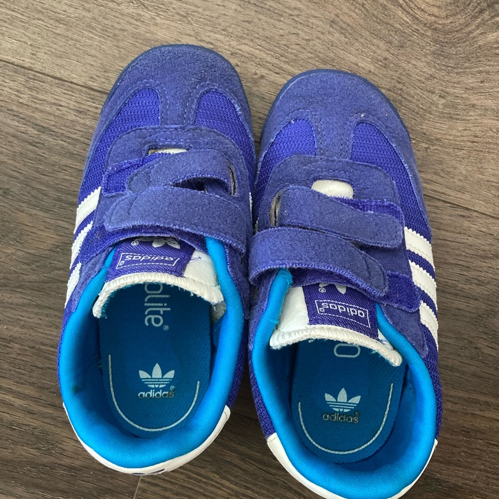 Adidas Kids' Purple Sneakers with White Stripes